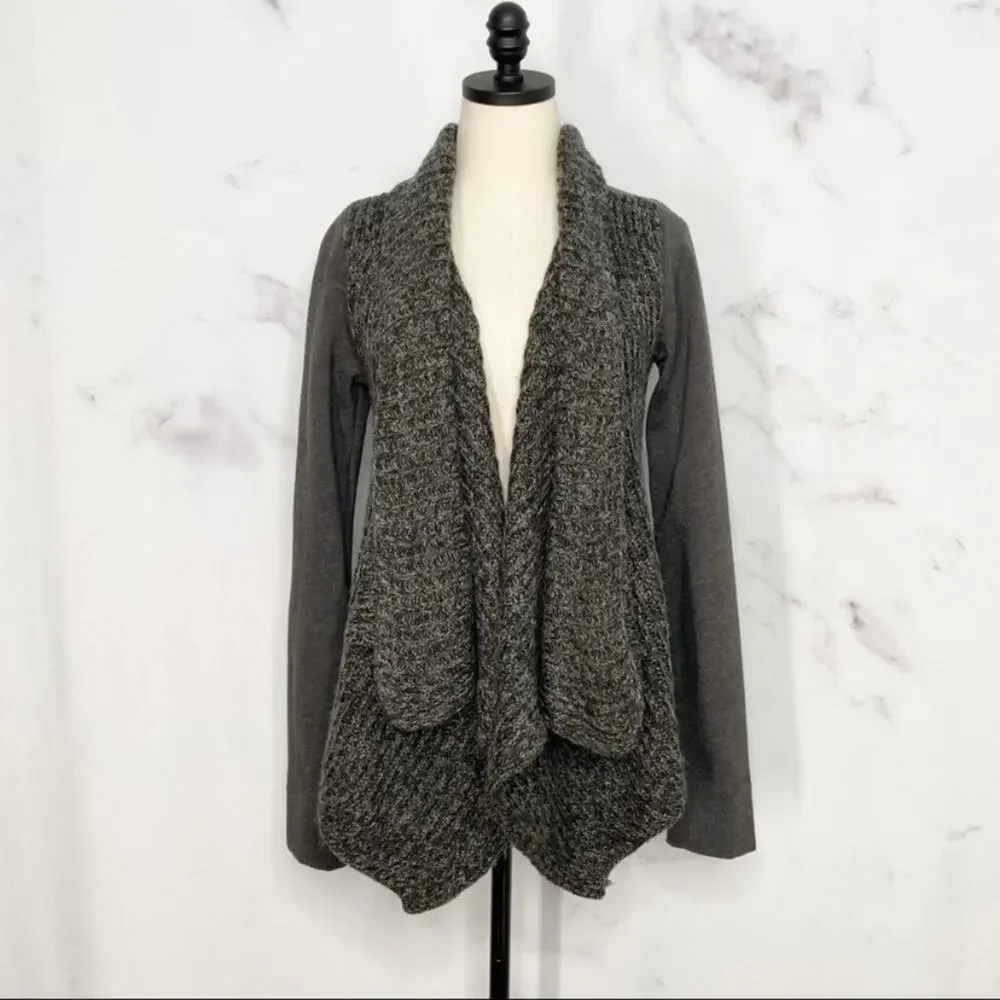 Prana Demure Cardigan Gray Waterfall Sweater Athleisure Lounge Gym Yoga Size S